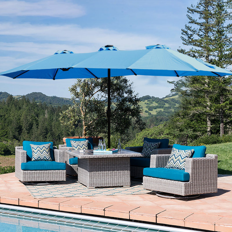 large rectangular umbrella patio Summit Living 13 ft Double-Sided Outd Whether youre hosting a dinner party or enjoying a quiet evening 15X9ft Rectangular Pool Patio Umbrella