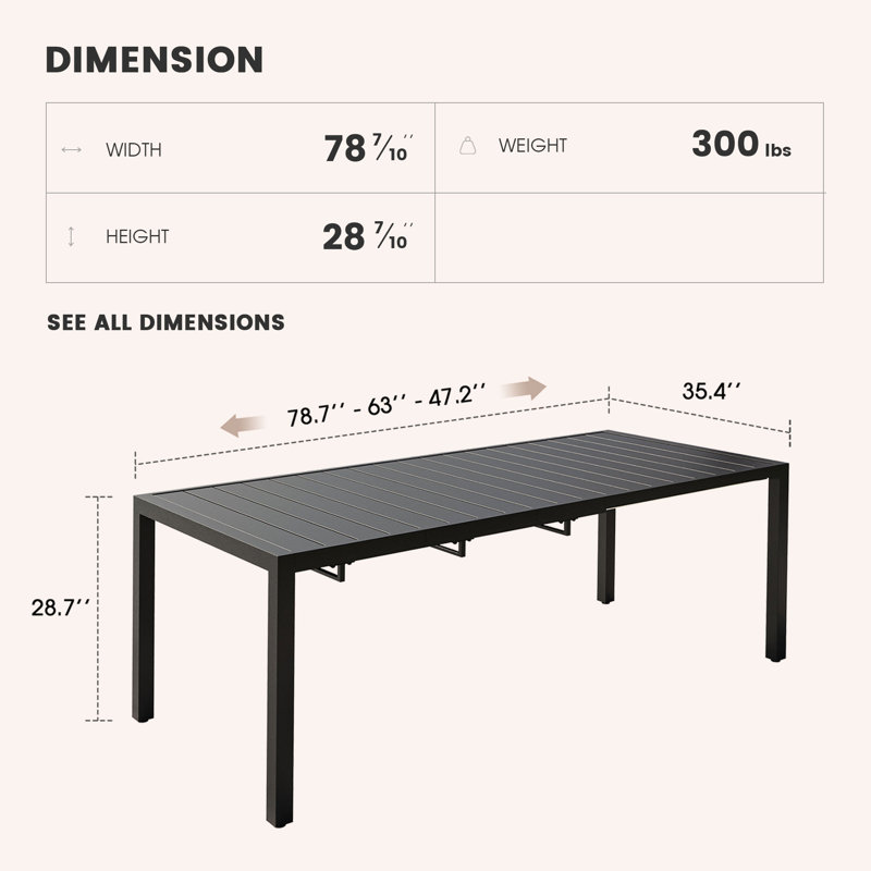 Anaila Extendable Rectangular Outdoor Dining Table