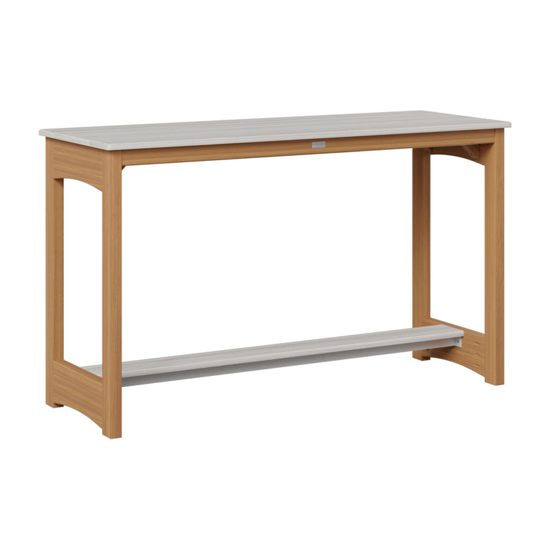 Balcony Outdoor Bar Table, Seashell, 35.5" H x 60" W x 22" D, Natural Teak