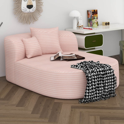 Chaise Lounge Sofa, 51.6" Sofa Bed, Compression Sofa Couch With 2 Supportive Pillows, Rounded Contour With Soft Corduroy Texture