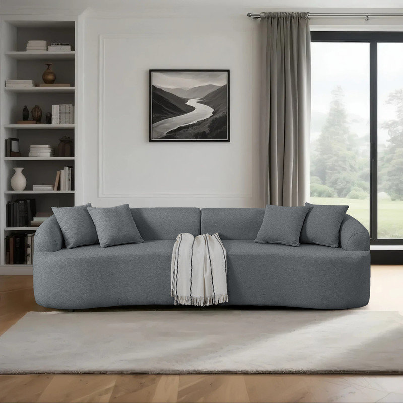 Canapé modulaire courbé Luxe, Polyester gris