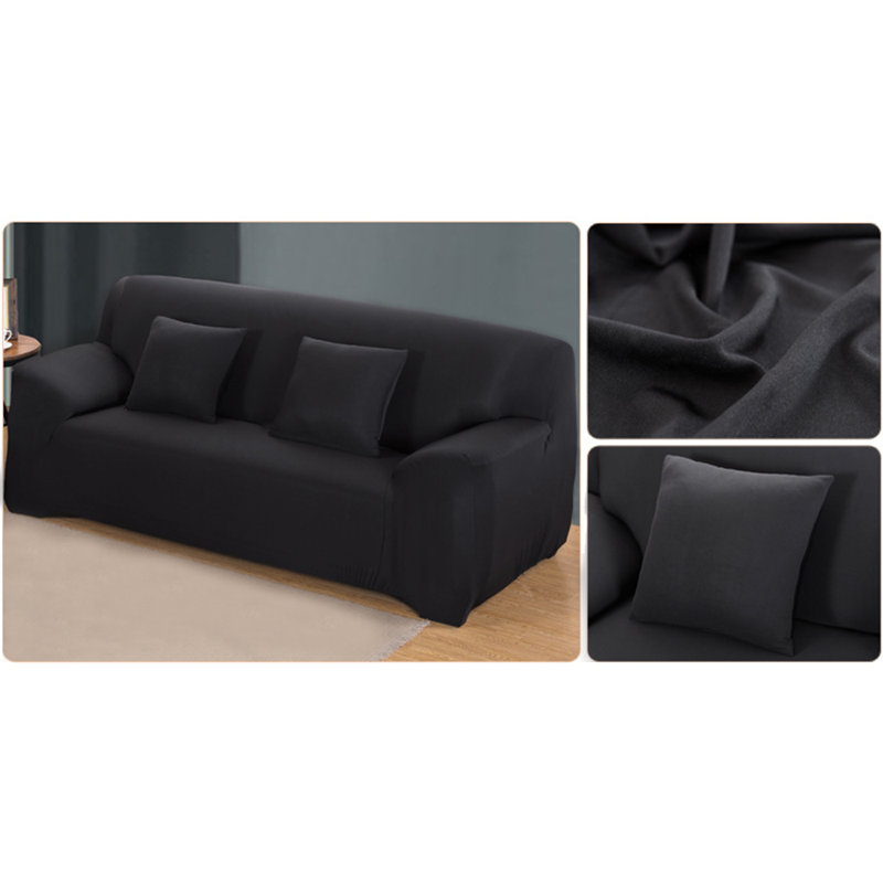 Housse pour canapé extensible 3 places, H 45 po x l 90 po x P 30 po, Mélange de polyester noir
