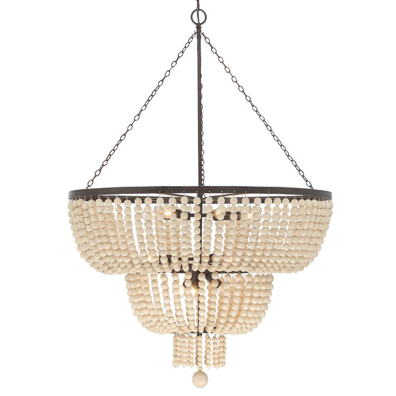 Fredrick 8 - Light Dimmable Empire Chandelier, 8, Wood Beads