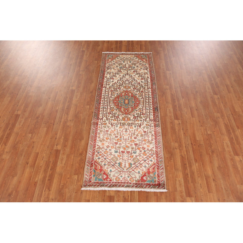 Tapis de couloir géométrique en laine 3x8