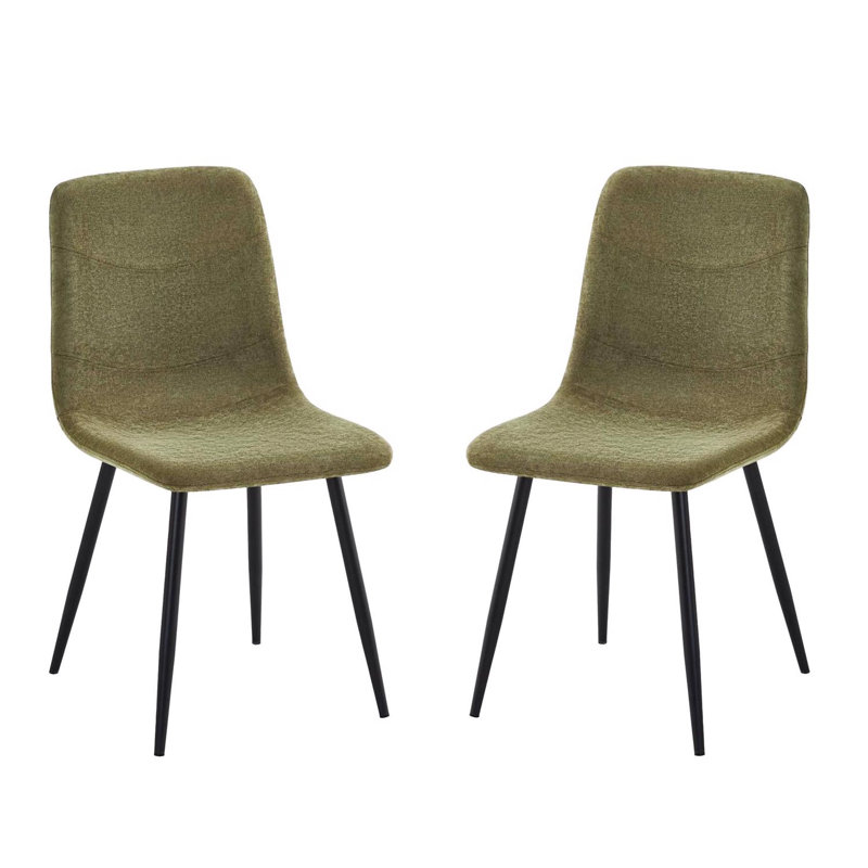 Fabric Upholstered Metal Side Chair, 2, Green