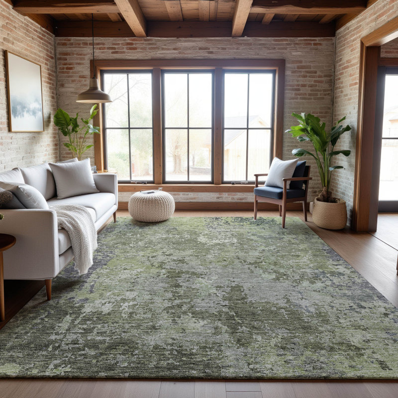 Premium Machine Washable Gurubaksh AMF1162 Modern Rug, Rectangle 3' x 5'