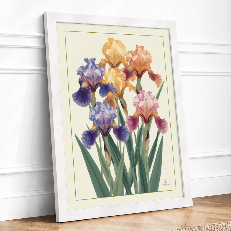 Iris Garden Botanical - Framed Print, A3 - 42.0 x 29.7 cm, White