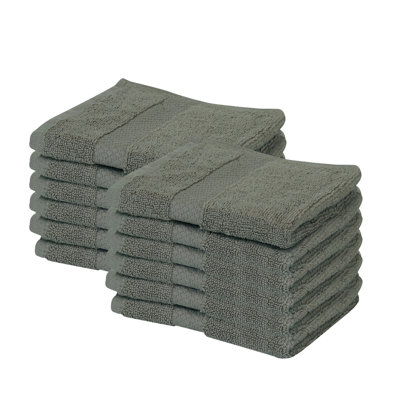 Splash 100% Cotton Zero Twist Washcloth Set, 550 GSM Soft Absorbent Cotton Washcloths & Face Towels for Bathroom, Spa & Daily Use, OEKO-TEX Certified, 12 Pack, Gray
