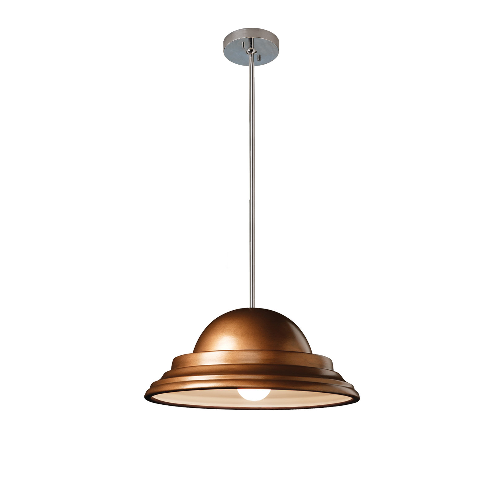 Leni Single Light Ceramic Dimmable Pendant, Polished Chrome, Antique Copper, Yes