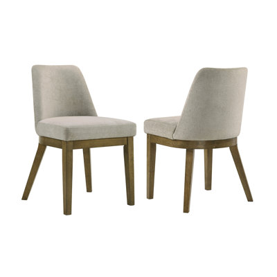 Ensemble de 2 chaises d'appoint rembourrées, brun clair et chêne brun