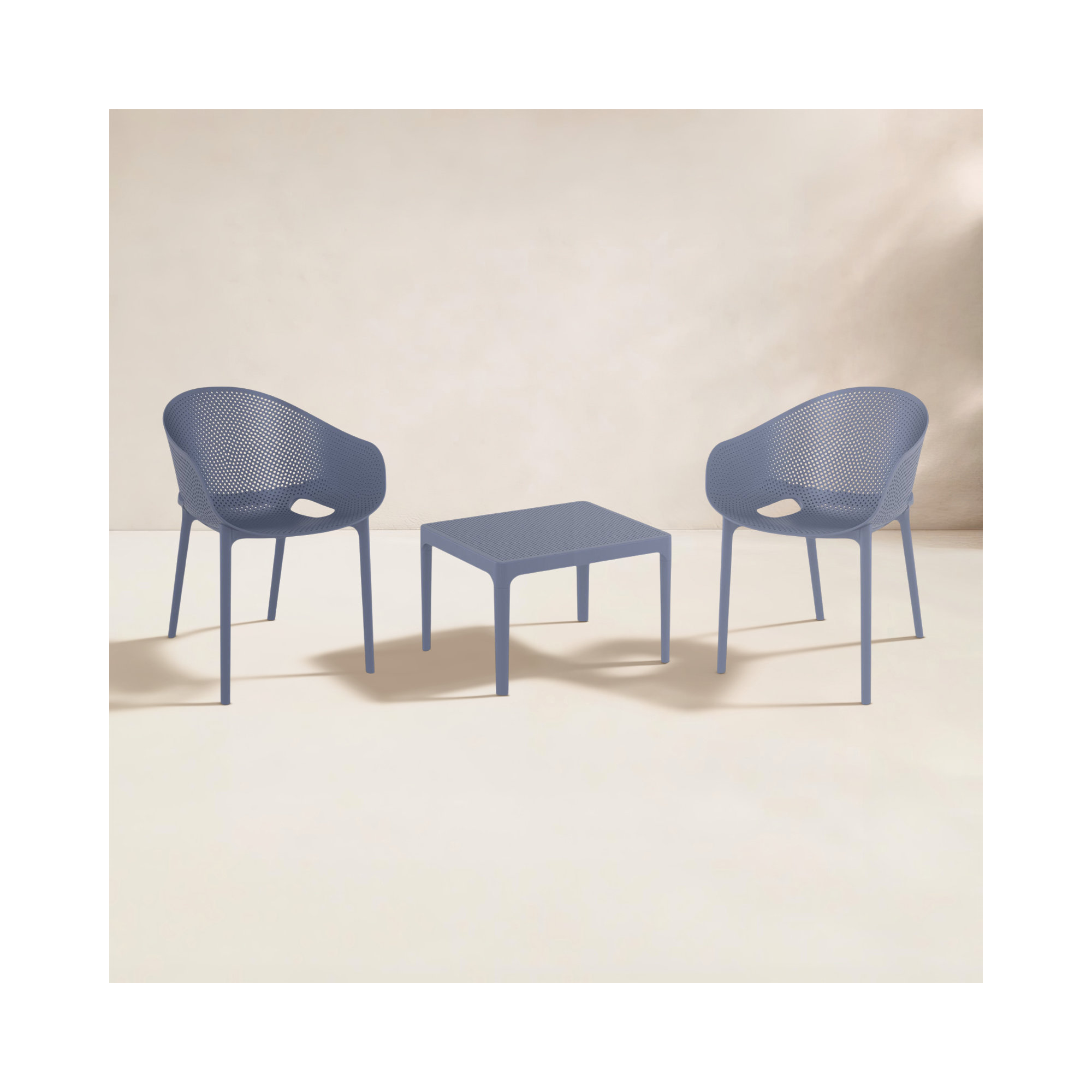 Farrah Sky Armchair 2 Person Seating Set, Dark Gray