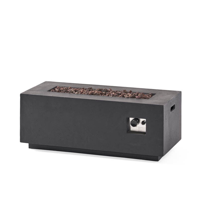 40" Outdoor 40,000 Rectangular Concrete Fire Pit, Grey - Warmth & Ambiance For Chilly Evenings Transform Your Nights