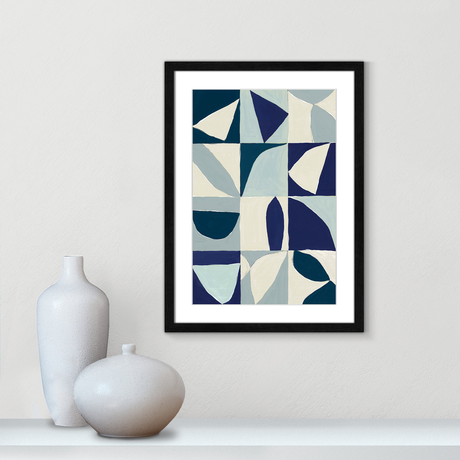 Hestia "Yellow Mayan I Blue Version" Print, 23" H x 17" W x 0.75" D, Black