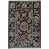 Manchuria Wool Oriental Area Rug in Wine/Black