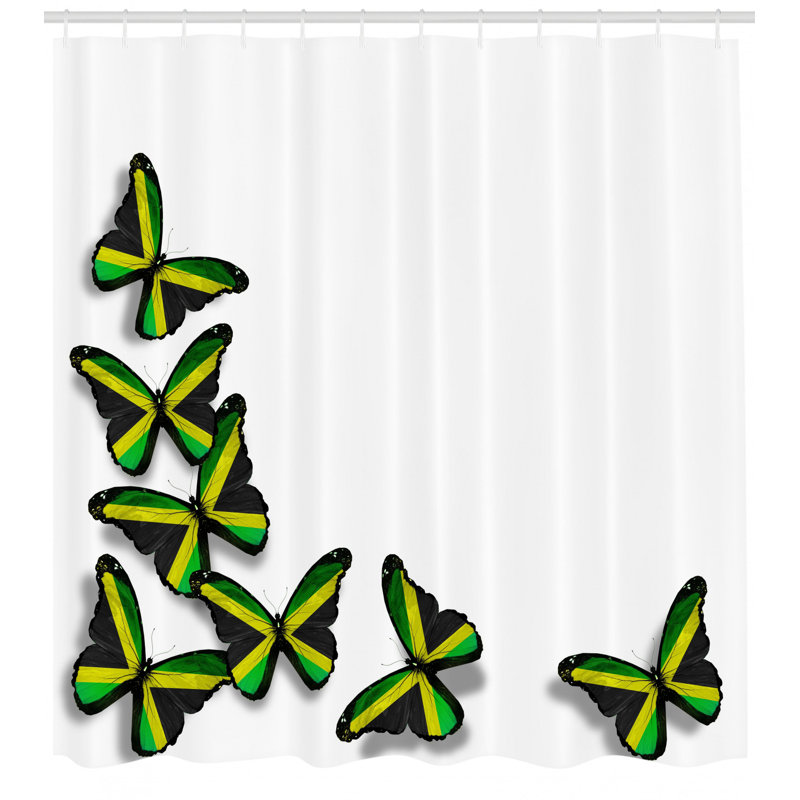 Ensemble de rideau de douche et crochets jamaican, H 70 po x l 69 po