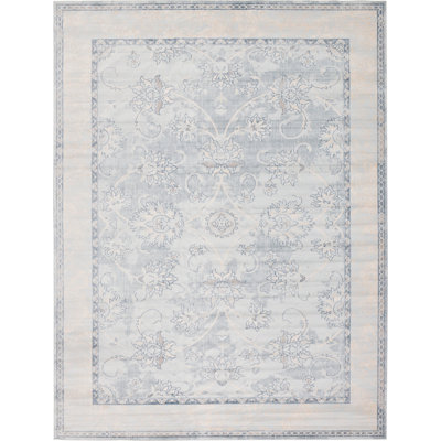Tapis bleu clair / beige Padang Sidempuan