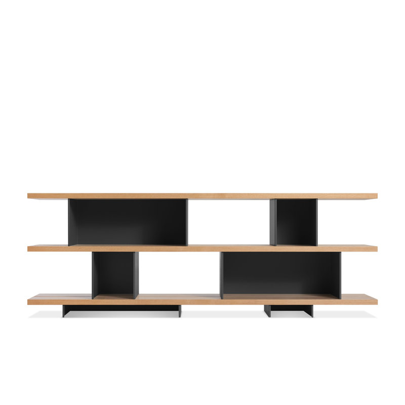 Happy Day Bookcase, (3 Shelves) 29" H x 81" W x 14" D, White Oak/Oblivion	