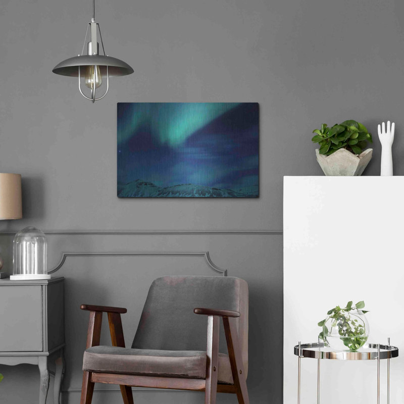 «Amazing Northern Lights Blue» par Luxe Portfolio, art mural en métal, H 16 po x l 24 po