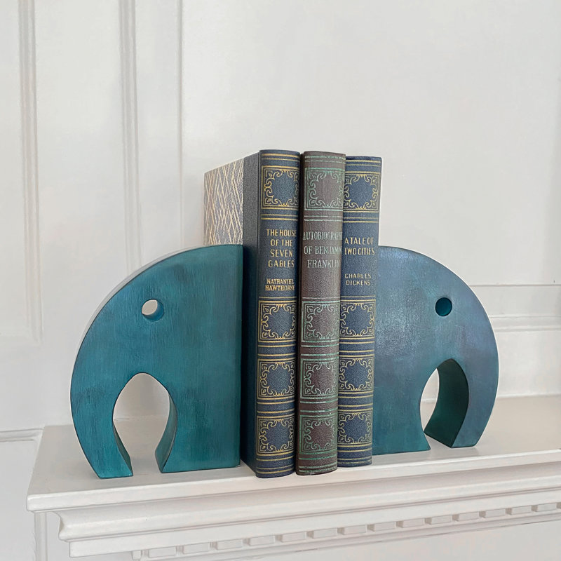 Serre-livres éléphant bleu sarcelle