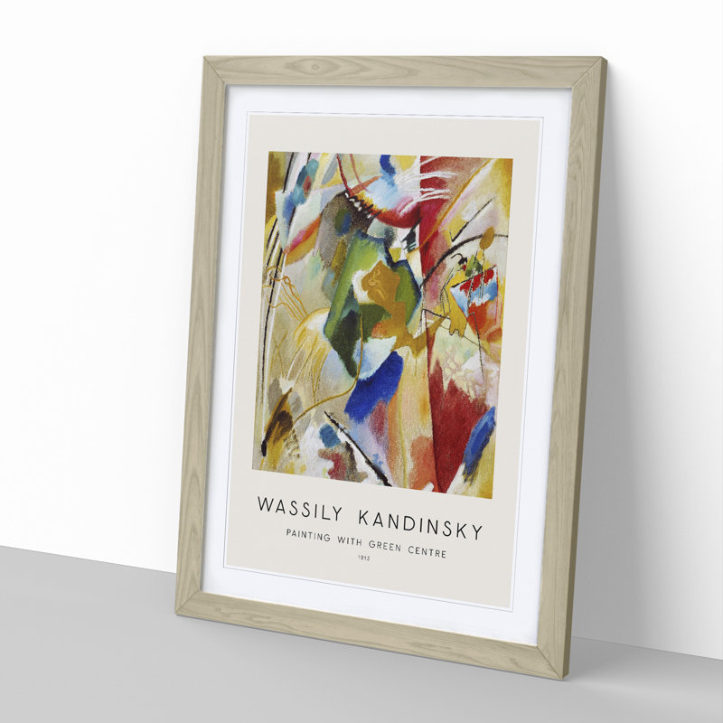 Green Center by Wassily Kandinsky - Single Picture Frame Print, 36cm H x 27cm W x 2cm D, Oak Framed