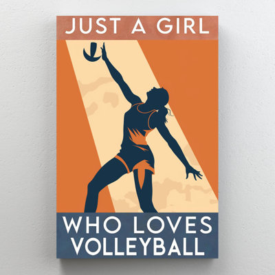 Just A Girl Who Loves Volleyball - 1 Piece Rectang " Just A Girl Who Loves Volleyball - 1 Piece Rectangle Graphic Art Print On Wrapped Canvas " Graphic Art Print