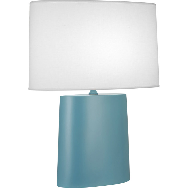 Victor Ceramic Table Lamp, Matte Steel Blue