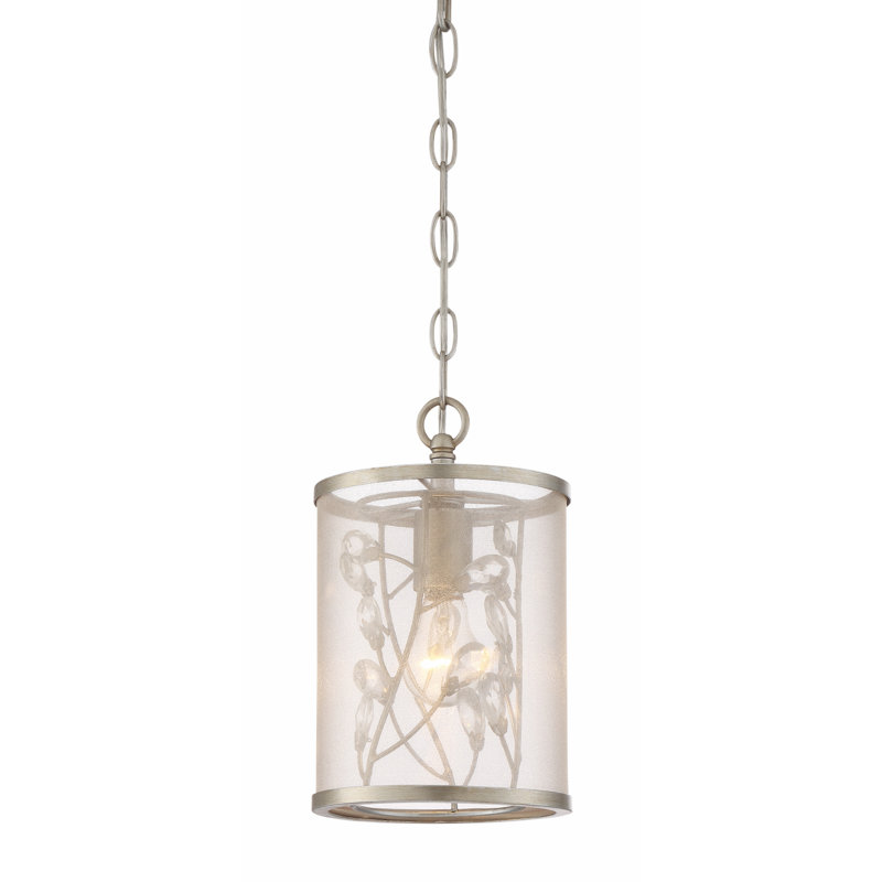 Luminaire suspendu tambour argenté 1 lumière Louison