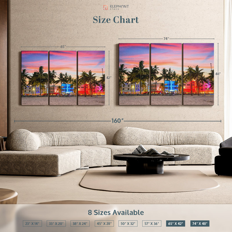 «Miami Beach USA» sur, H 48 po x l 74 po