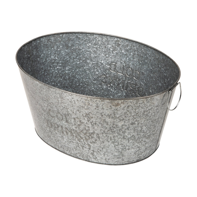 Large Silver Galvanized Steel Rustic Beverage Tub