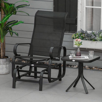 Fauteuil coulissant simple d'extérieur avec dossier haut, tissu en maille et structure légère