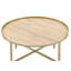 Table basse à plateau rond en chêne et or
