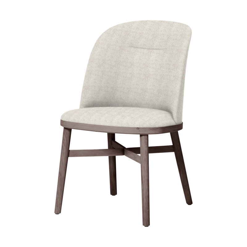 Bund 18'' H Upholstered Dining Chair, Soap Finished Walnut, L493 Sanfor Oatmeal 0003