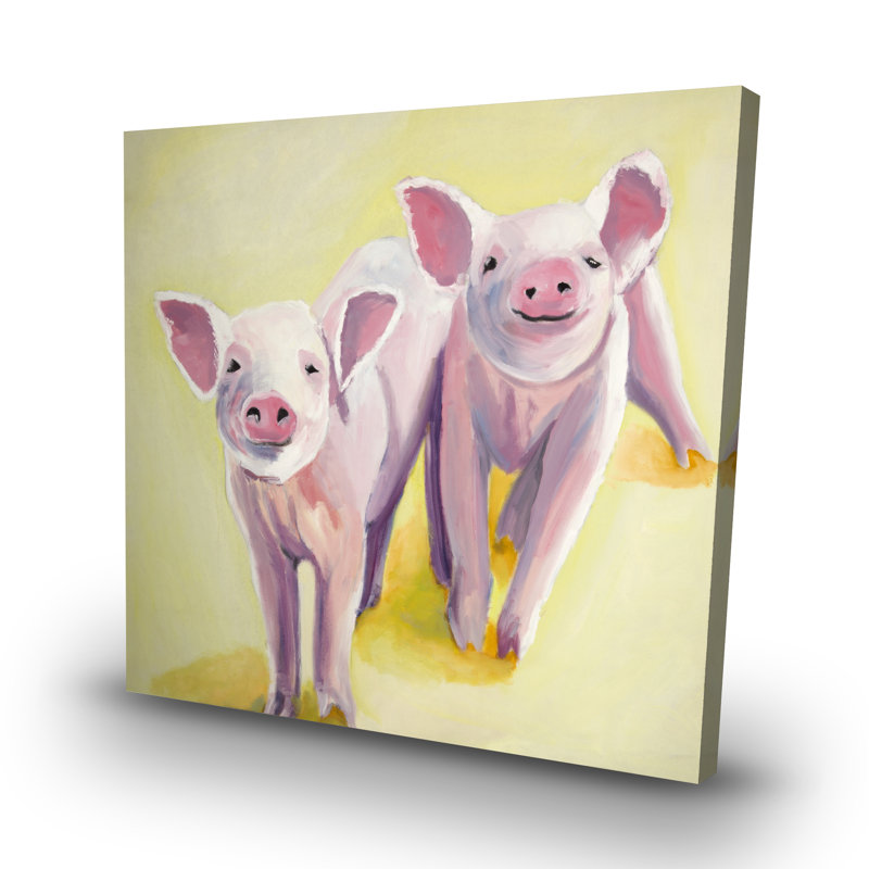 Two smiling pigs - 32"x32" art on canvas