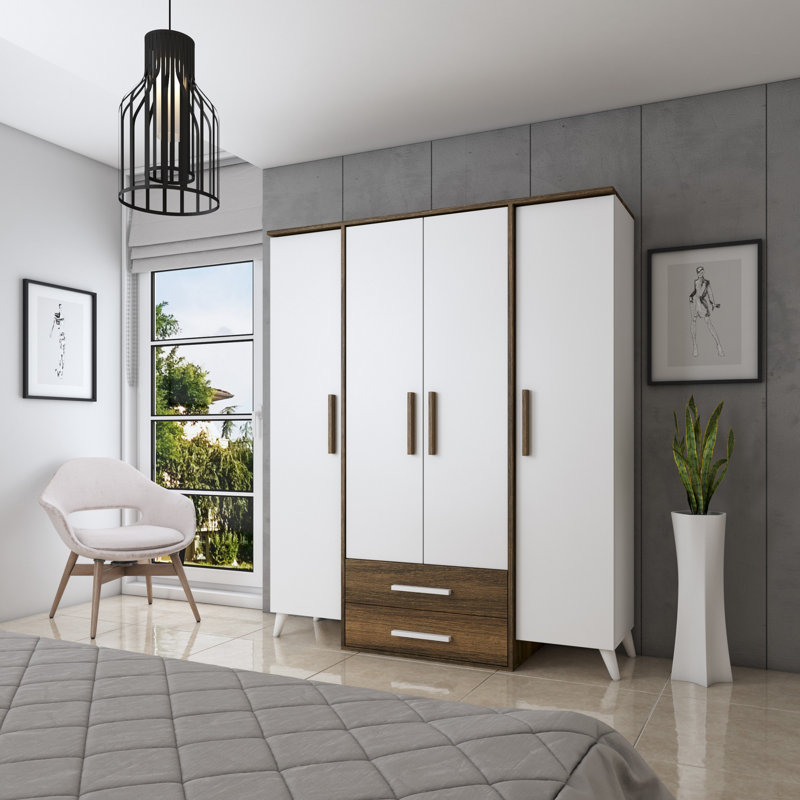 Peninsula 4 Door Manufactured Wood Wardrobe