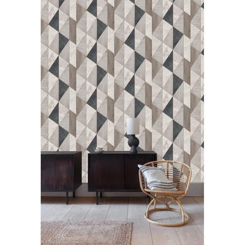 Papier peint gris à panneau géométrique, Gris