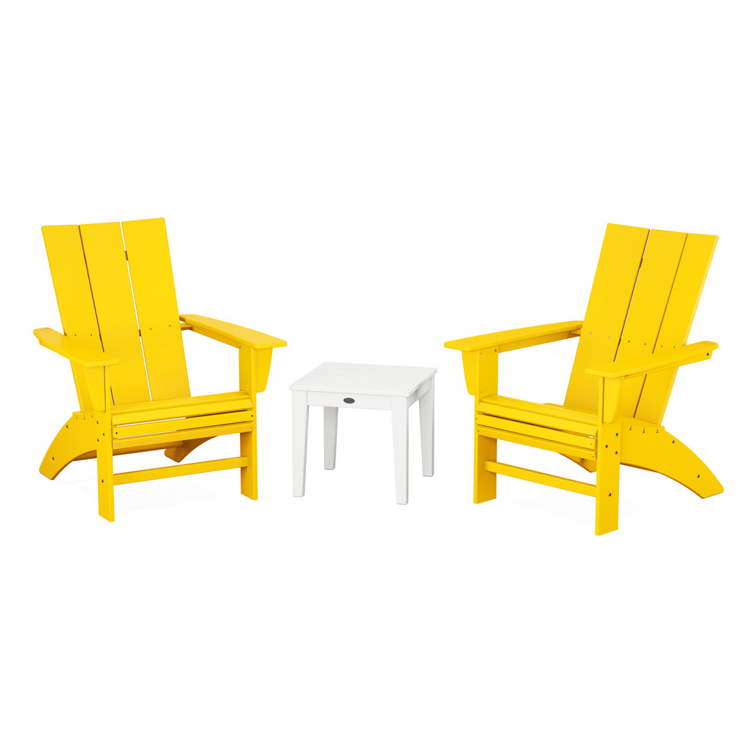 POLYWOOD Modern 3-Piece Curveback Adirondack Set POLYWOOD® Frame