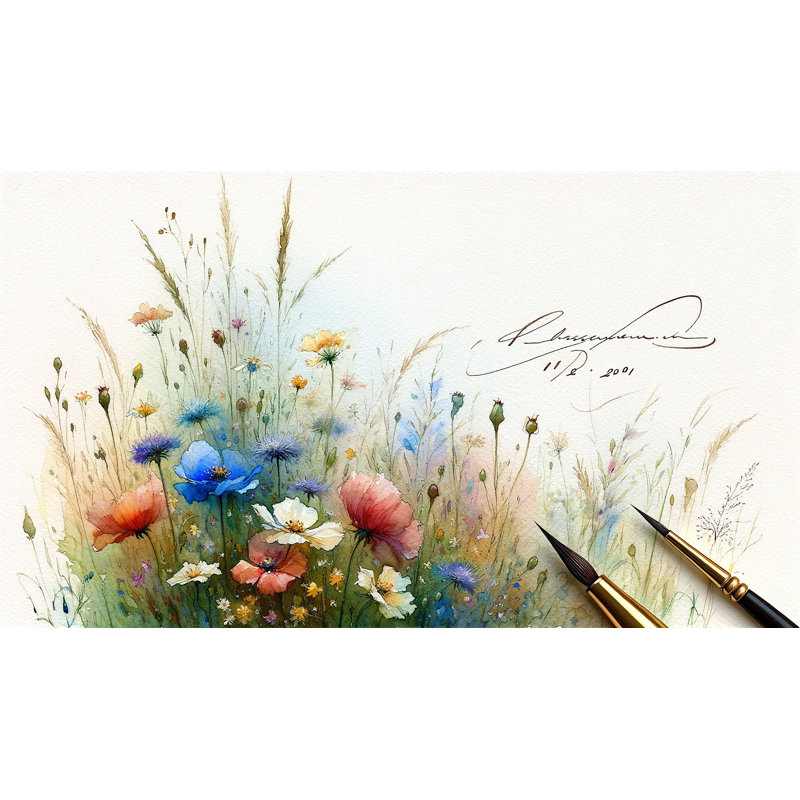 «Artist's Meadow», reproduction d'art sur toile avec aquarelle, H 24 po x l 42 po