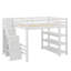 Lit mezzanine double avec tablettes, escalier de rangement, petite armoire et éclairage intégré