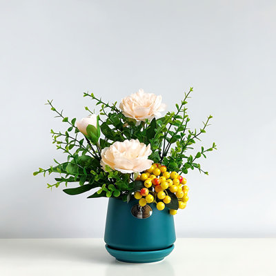 Fleurs artificielles pour table de salle à manger, table basse et armoire à vin - Ornement décoratif Nordic Home avec vase à fleurs pour petites plantes en pot
