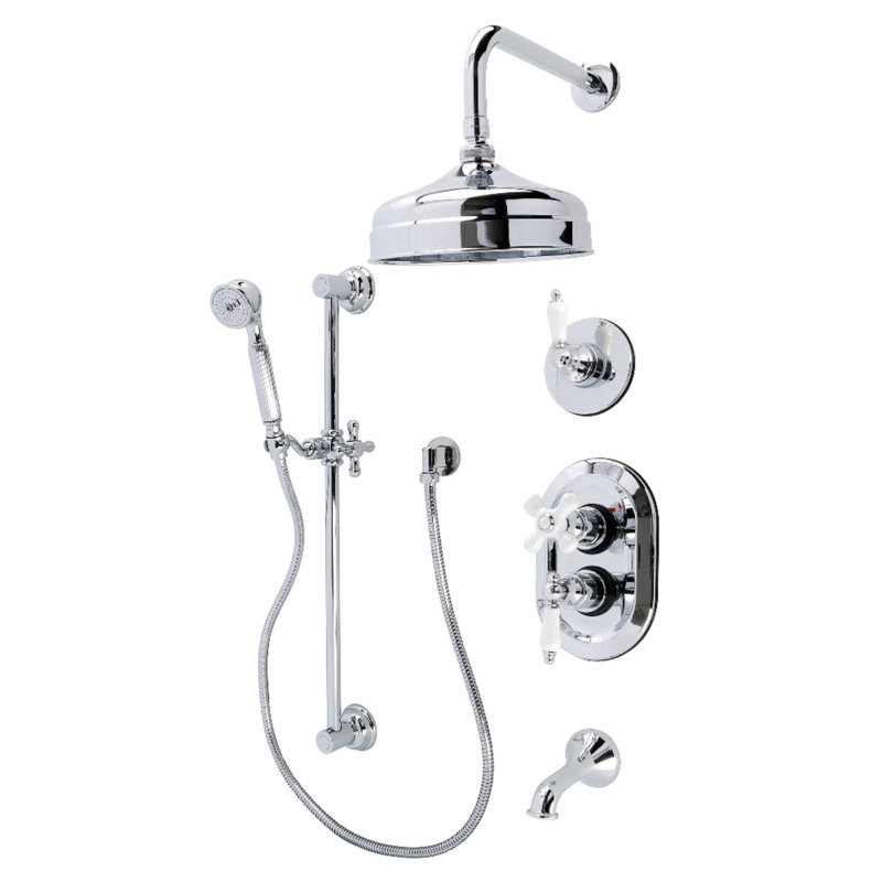 Kingston Brass Restoration Thermostatic Tub And Shower System, Polished Chrome