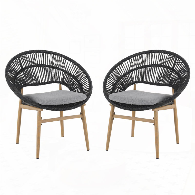 Chaise d'extérieur en osier de style papasan, Gris foncé
