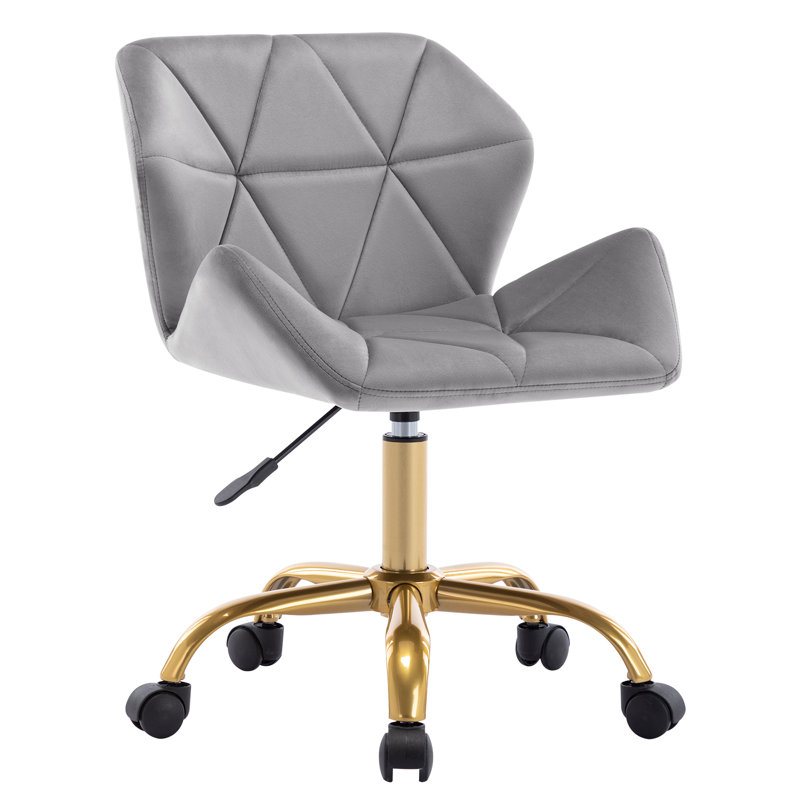 Chaise de bureau pivotante en velours Alec, Gris