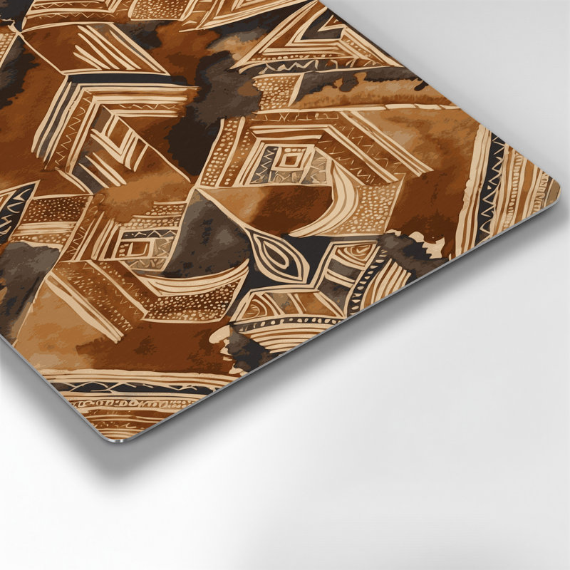 Art mural hawaïen en tissu tapa brun, H 20 po x l 30 po