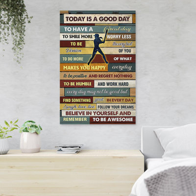Girl Girl Baseball - Today Is A Good Day - Reproduction d'art graphique sur toile tendue 1 pièce