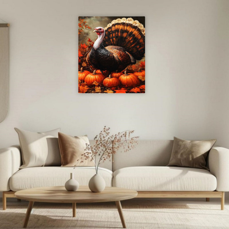 «Farm Turquie» citrouille non encadrée, art mural 24 po x 36 po