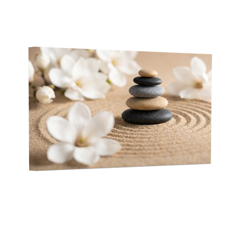 Fashion Zen Stones, fleurs de sable, scène paisible, H 32 po x l 48 po