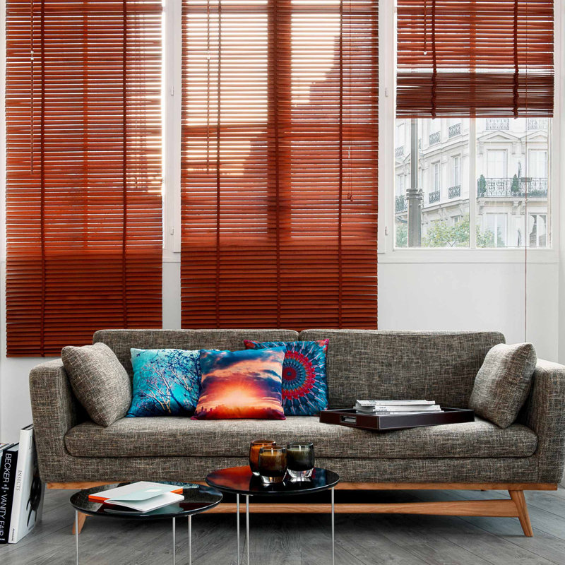 Lodge Sheer Wood Horizontal/Venetian Blind, Light Brown, 220cm x 100cm