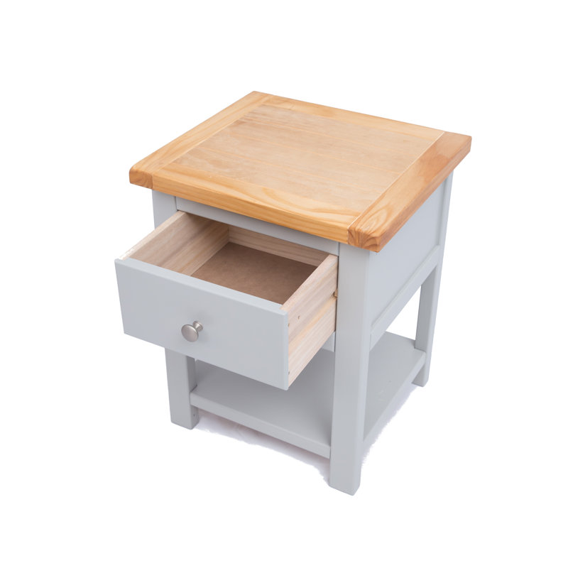 Noran 45cm W Solid + Manufactured Wood Bedside Table, Grey