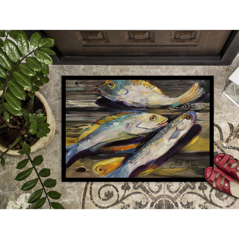 Tapis de porte d’intérieur anti-dérapant fishing on the dock, Rectangle 2 pi x 3 pi