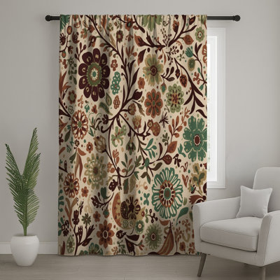 Rideaux de fenêtre rétro à motif floral, voilages et voilages à motif floral - 1 panneau